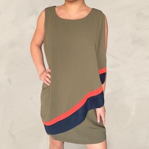 Karlie sleeveless asymmetrical pleated draped dress bold green size large